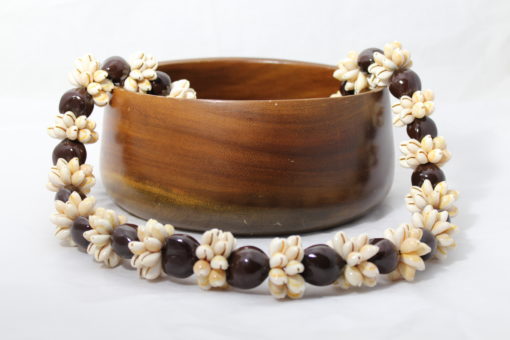 Brown Kukui Nut lei with Cowrie Shells