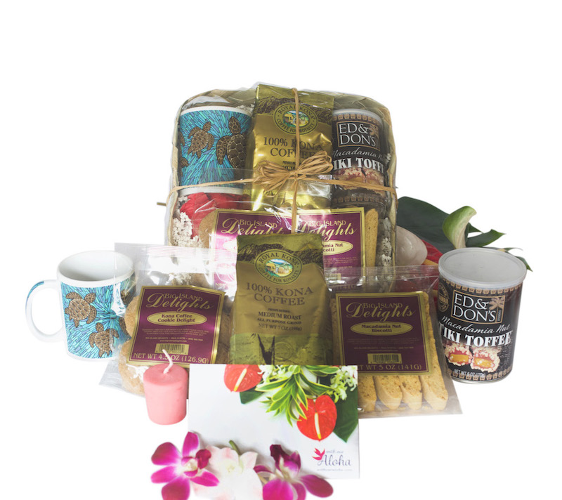 100 Kona Coffee Lover's Hawaiian Gift Basket Aloha
