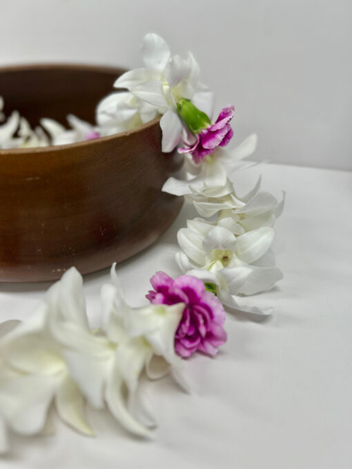 White Orchids and Carnation Lei